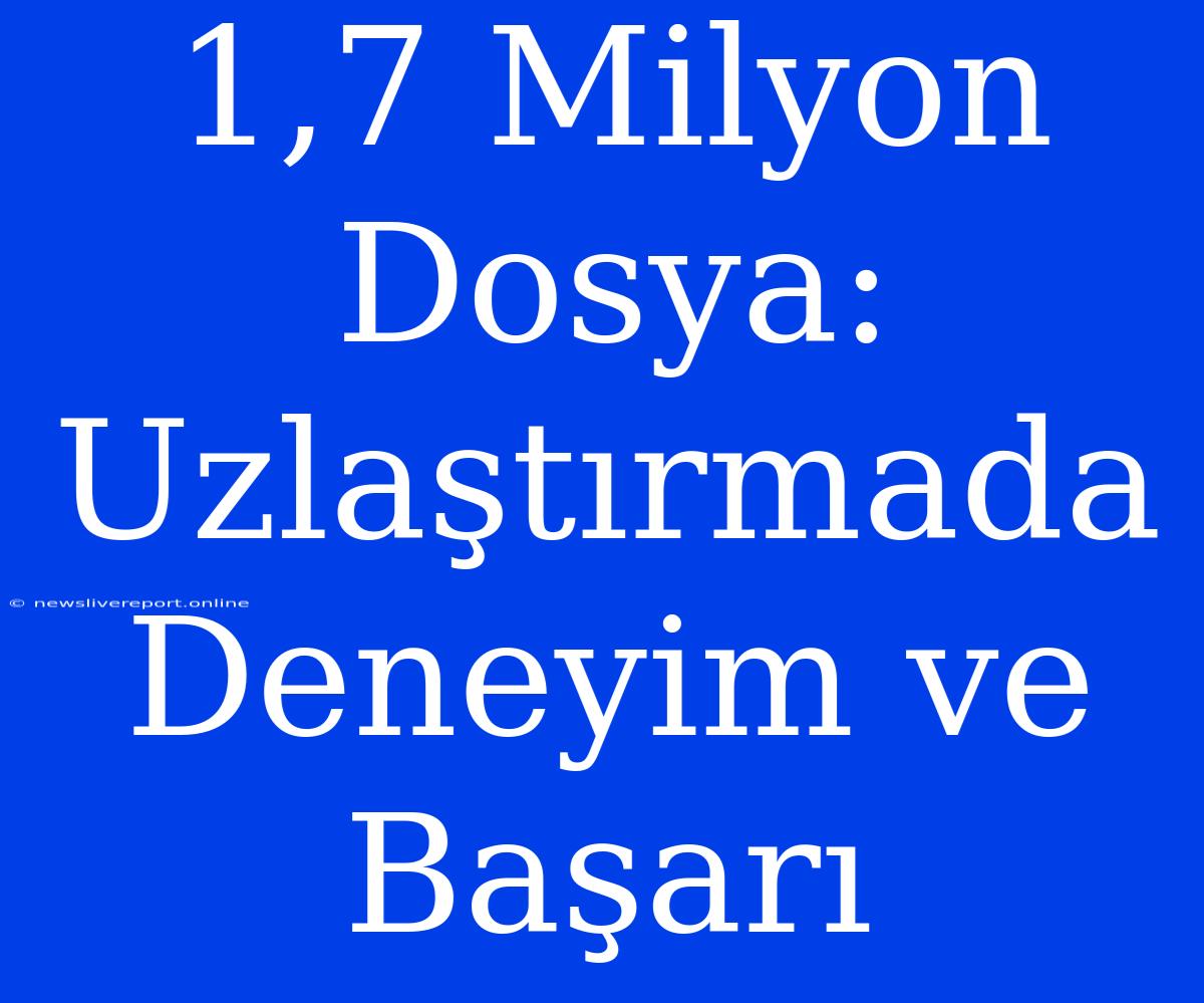 1,7 Milyon Dosya: Uzlaştırmada Deneyim Ve Başarı