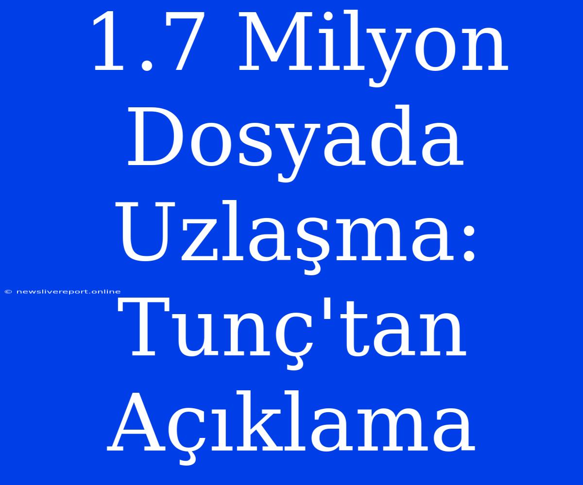 1.7 Milyon Dosyada Uzlaşma: Tunç'tan Açıklama