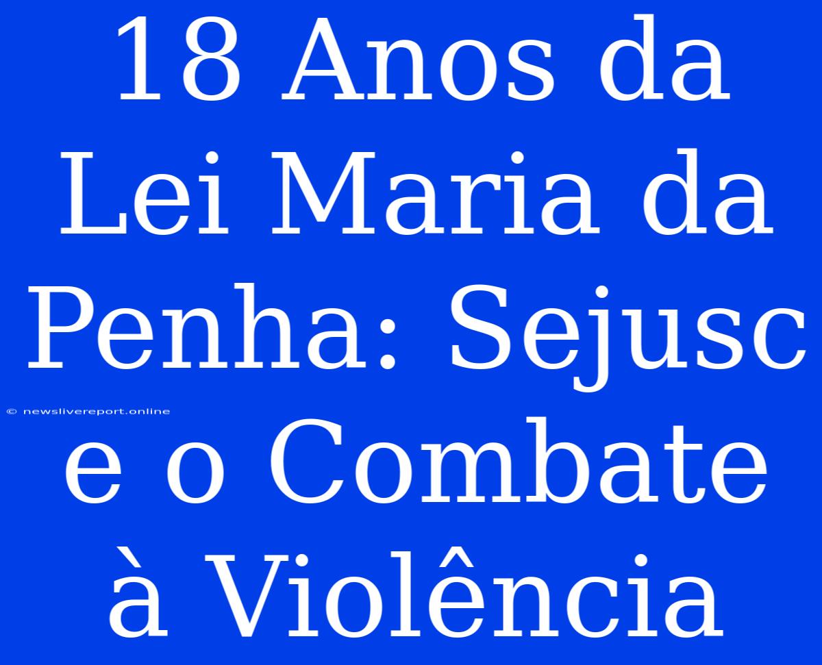 18 Anos Da Lei Maria Da Penha: Sejusc E O Combate À Violência