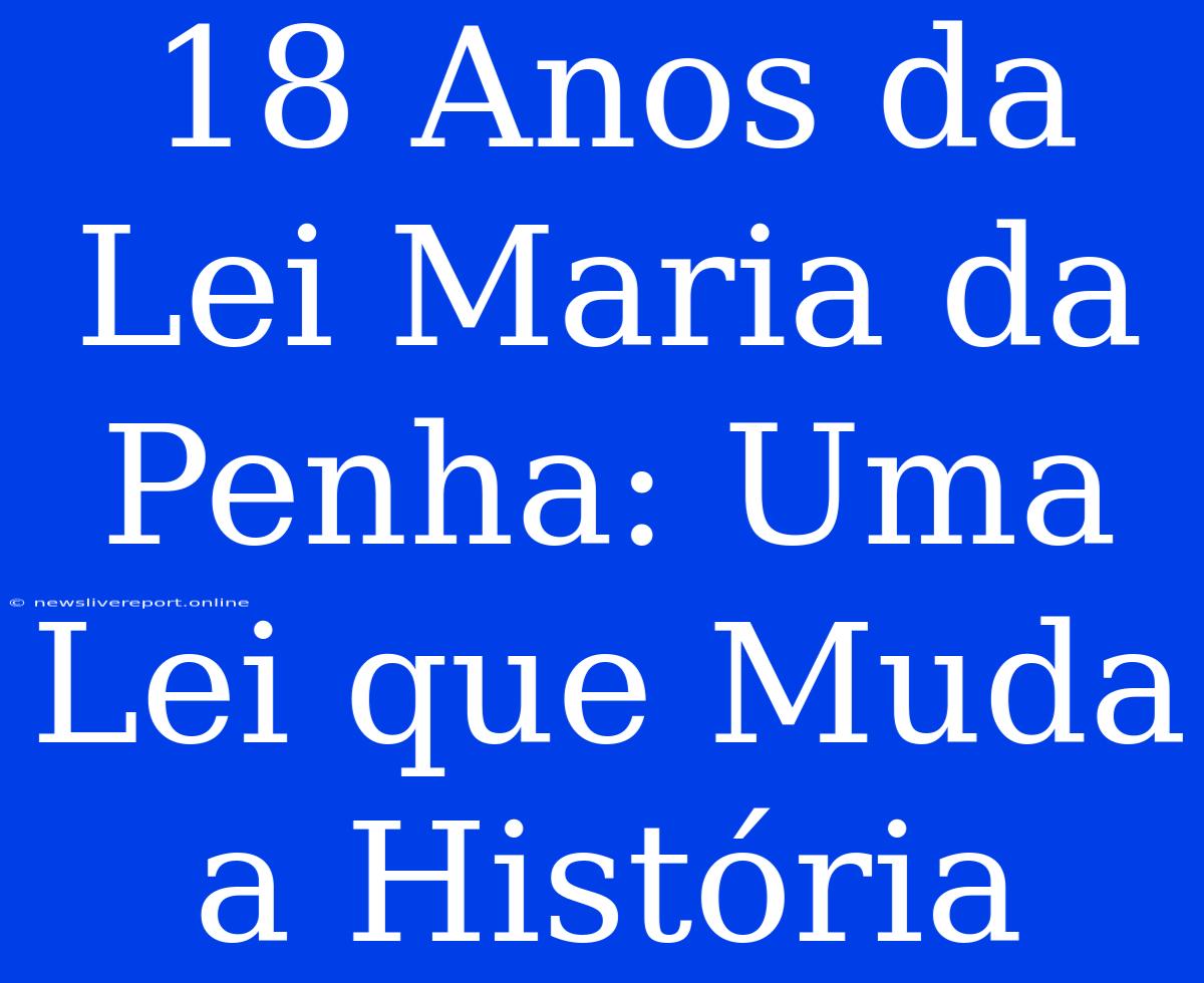 18 Anos Da Lei Maria Da Penha: Uma Lei Que Muda A História