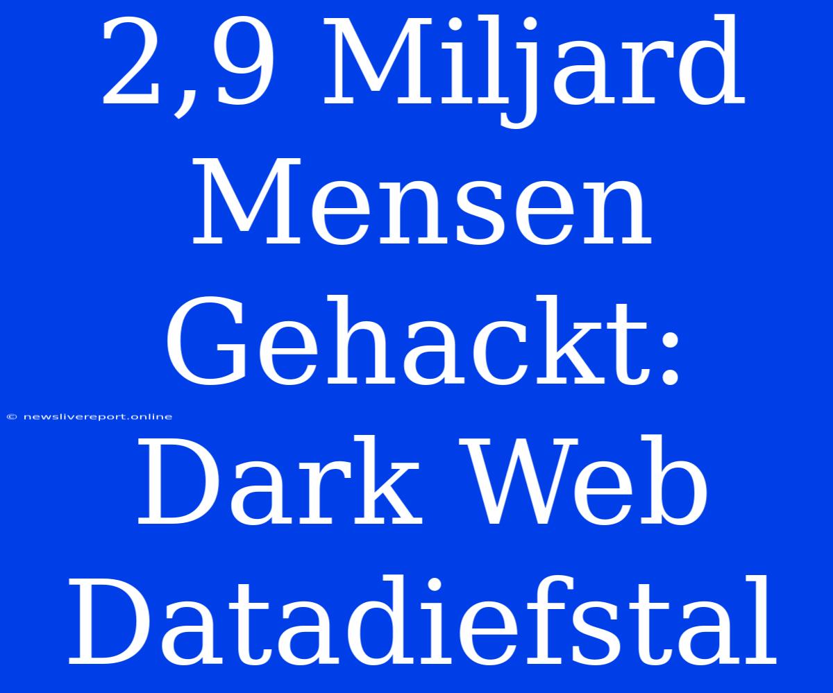 2,9 Miljard Mensen Gehackt: Dark Web Datadiefstal