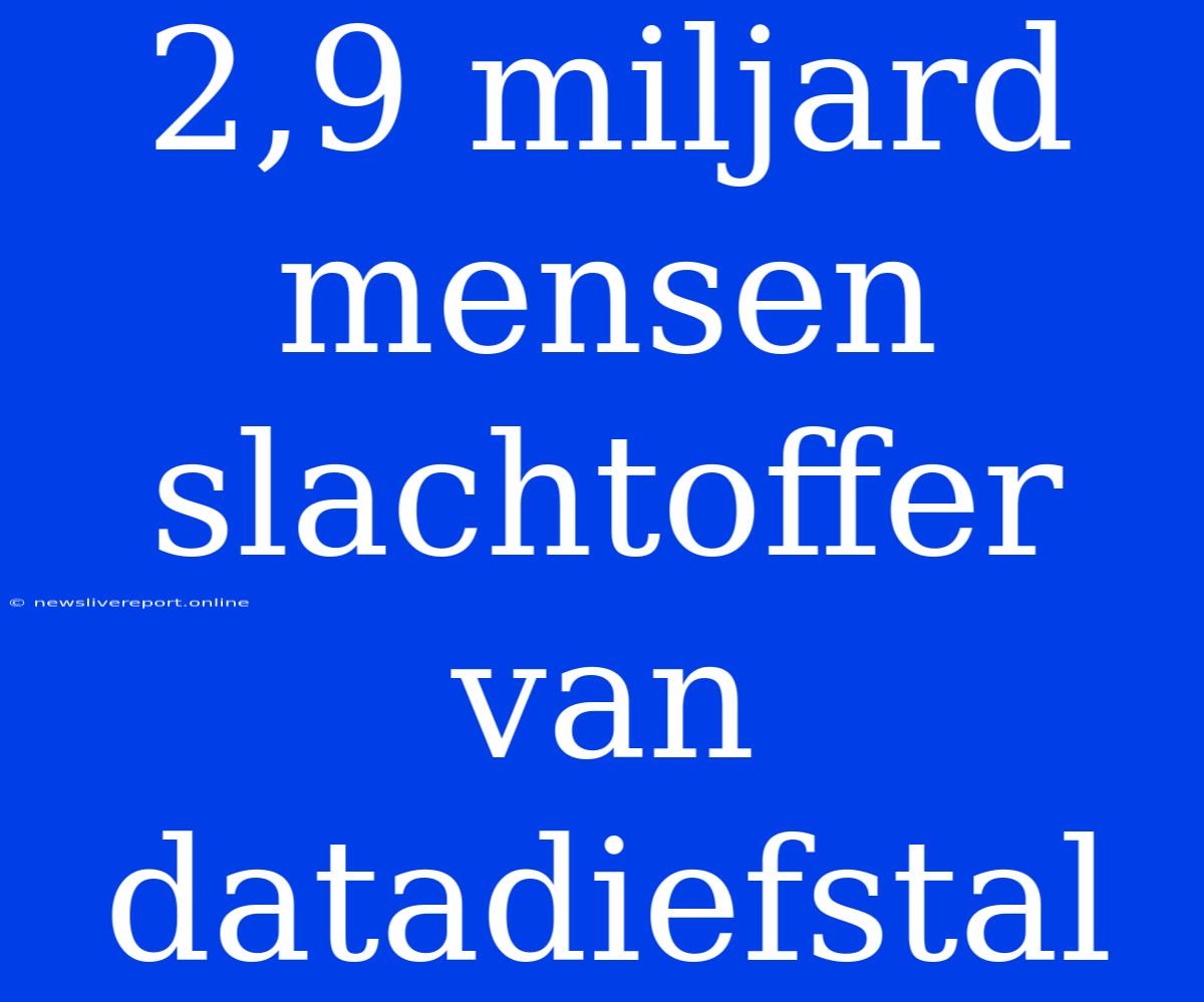 2,9 Miljard Mensen Slachtoffer Van Datadiefstal