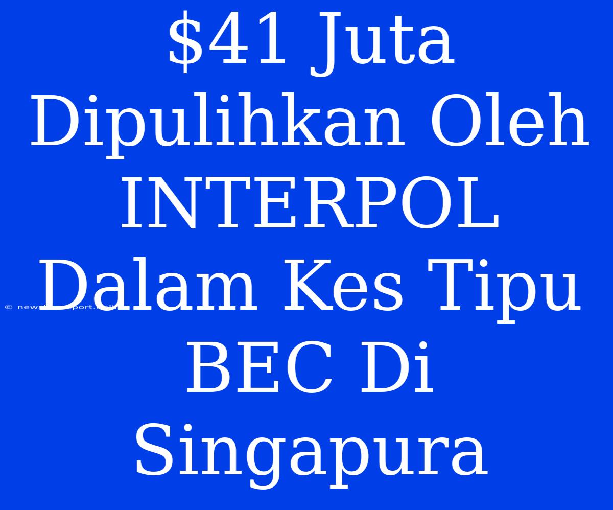 $41 Juta Dipulihkan Oleh INTERPOL Dalam Kes Tipu BEC Di Singapura