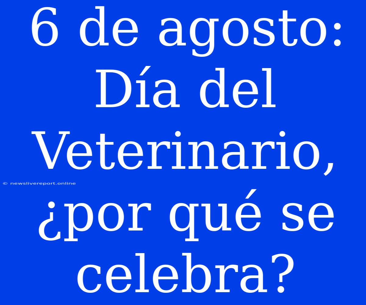 6 De Agosto: Día Del Veterinario, ¿por Qué Se Celebra?