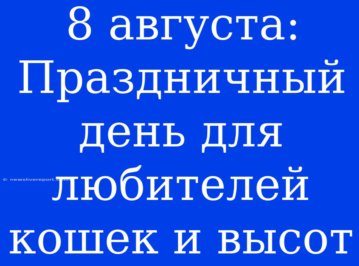 8 Августа: Праздничный День Для Любителей Кошек И Высот