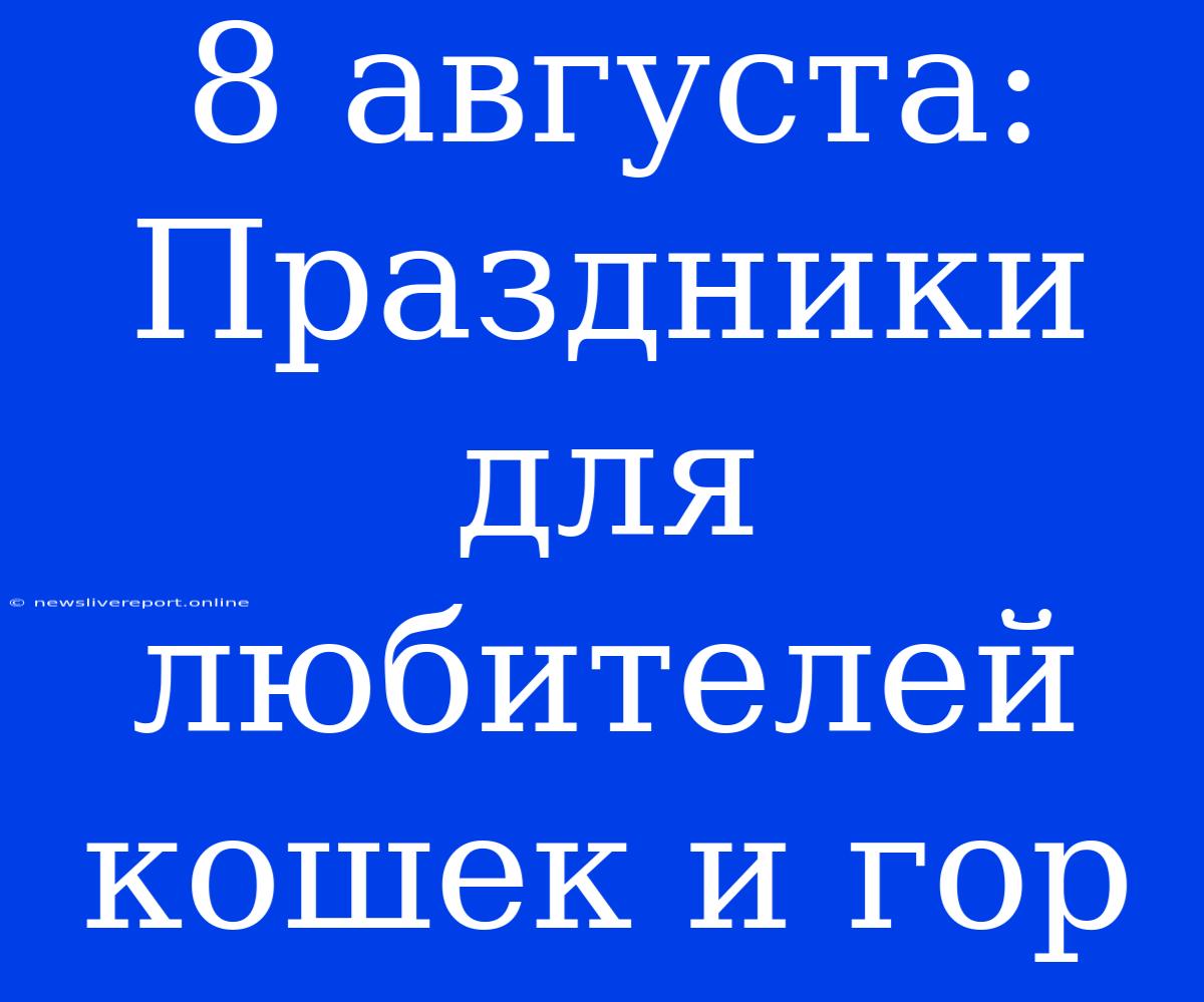 8 Августа: Праздники Для Любителей Кошек И Гор