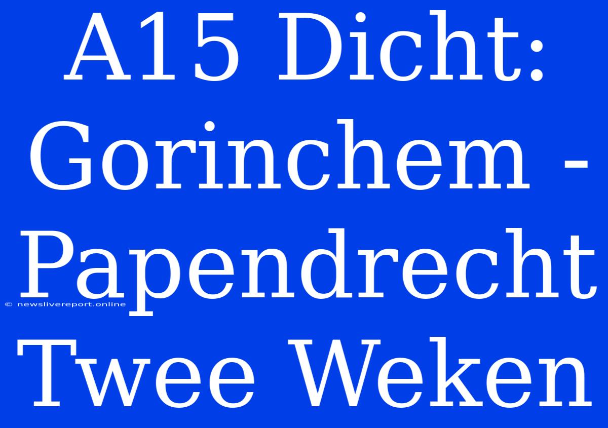 A15 Dicht: Gorinchem - Papendrecht Twee Weken