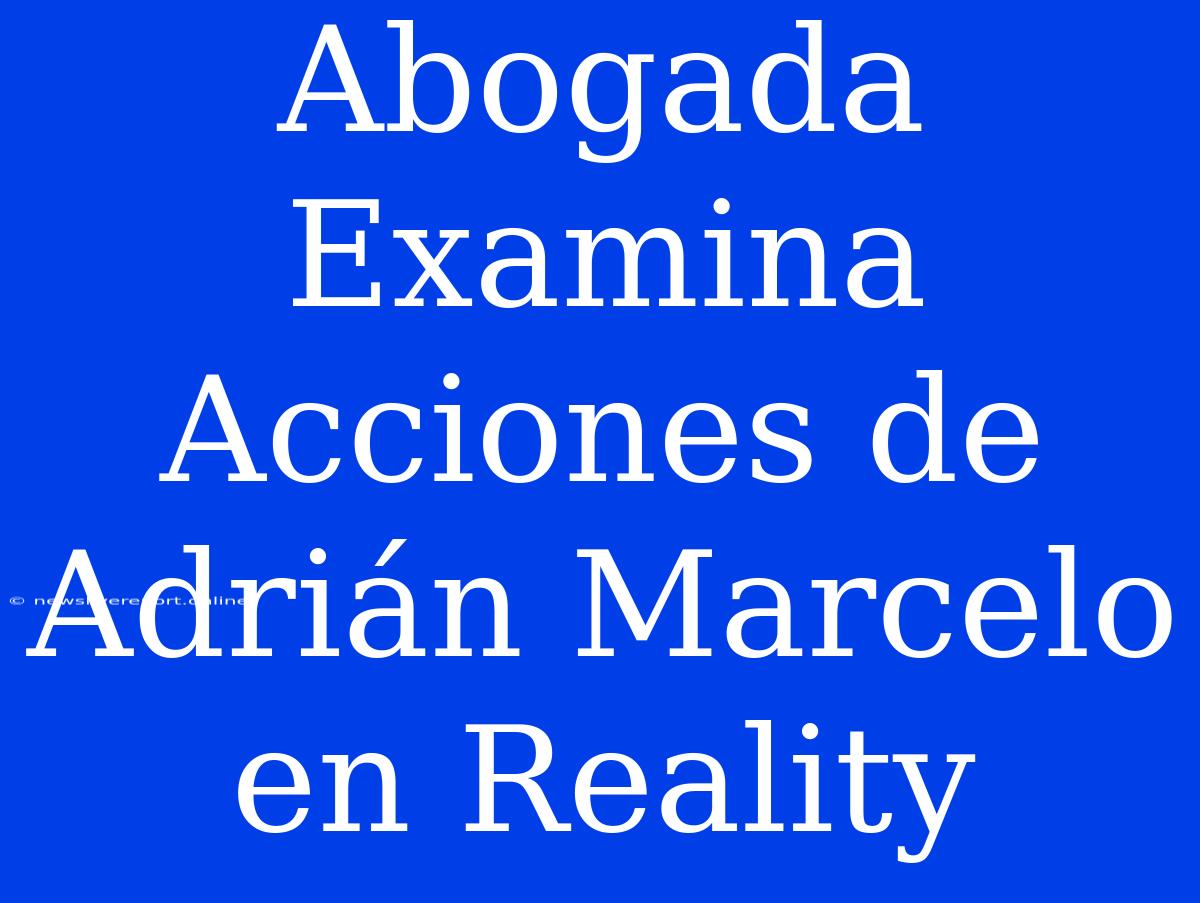 Abogada Examina Acciones De Adrián Marcelo En Reality