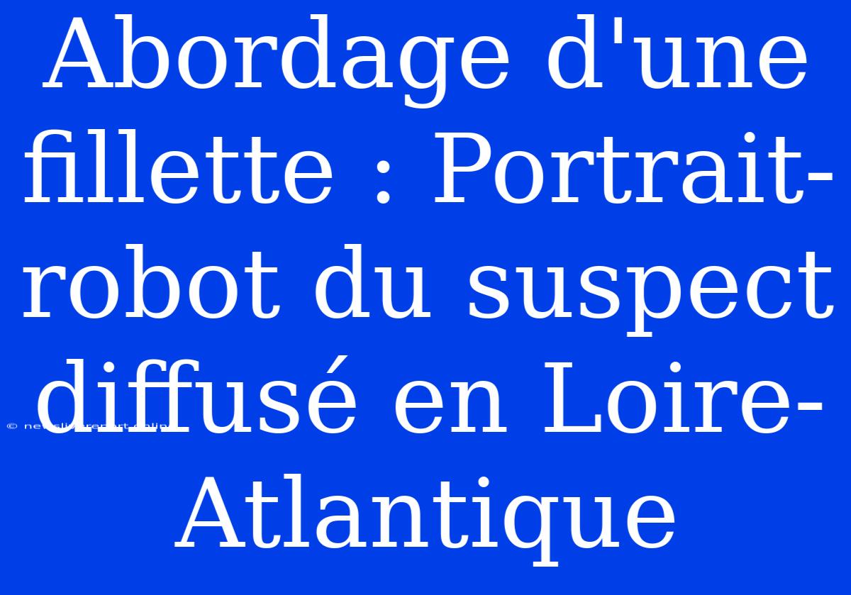 Abordage D'une Fillette : Portrait-robot Du Suspect Diffusé En Loire-Atlantique