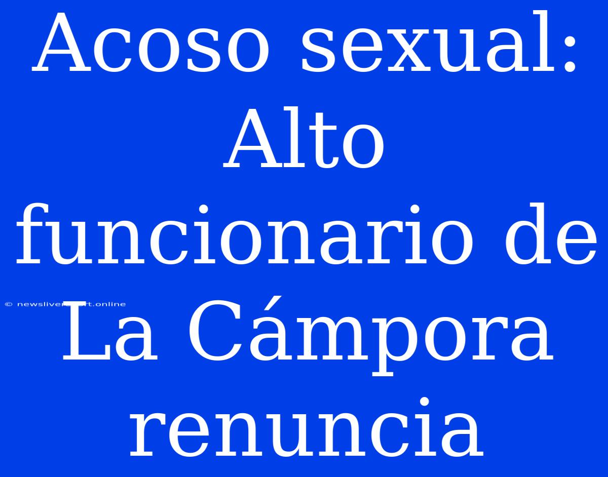 Acoso Sexual: Alto Funcionario De La Cámpora Renuncia