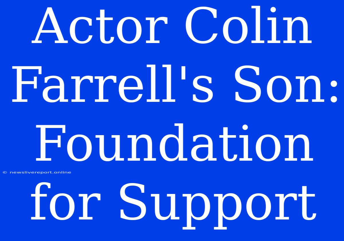 Actor Colin Farrell's Son: Foundation For Support