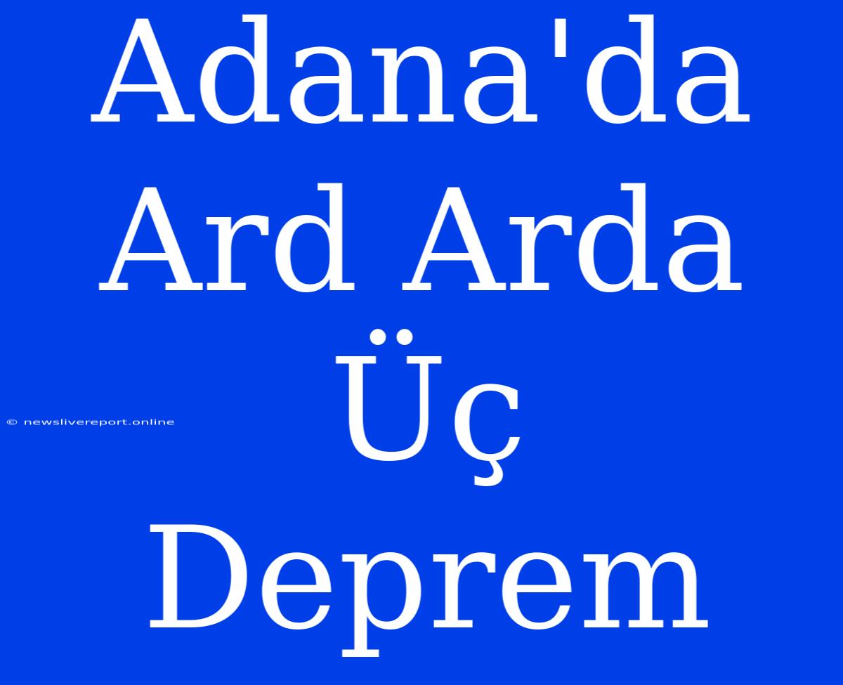 Adana'da Ard Arda Üç Deprem