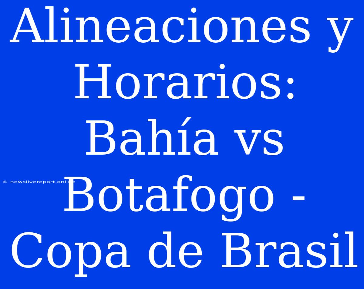 Alineaciones Y Horarios: Bahía Vs Botafogo - Copa De Brasil