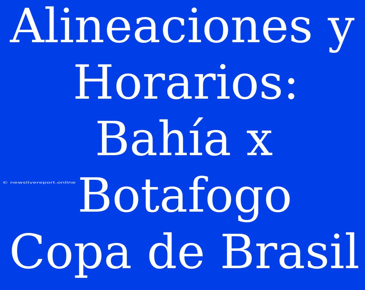 Alineaciones Y Horarios: Bahía X Botafogo Copa De Brasil