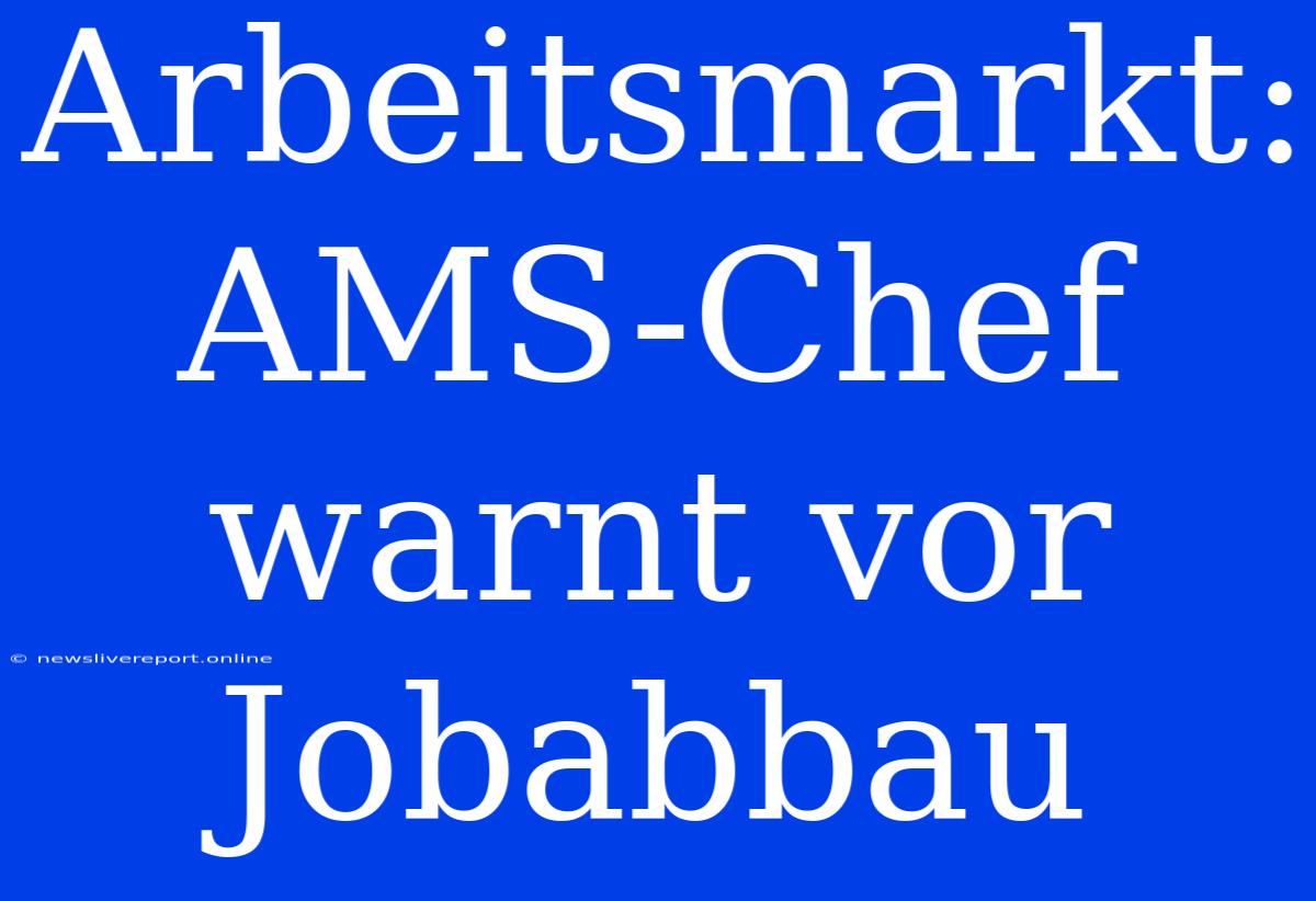 Arbeitsmarkt: AMS-Chef Warnt Vor Jobabbau