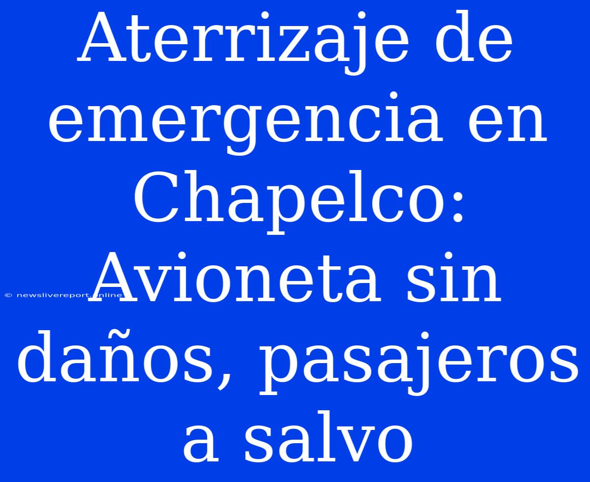 Aterrizaje De Emergencia En Chapelco: Avioneta Sin Daños, Pasajeros A Salvo