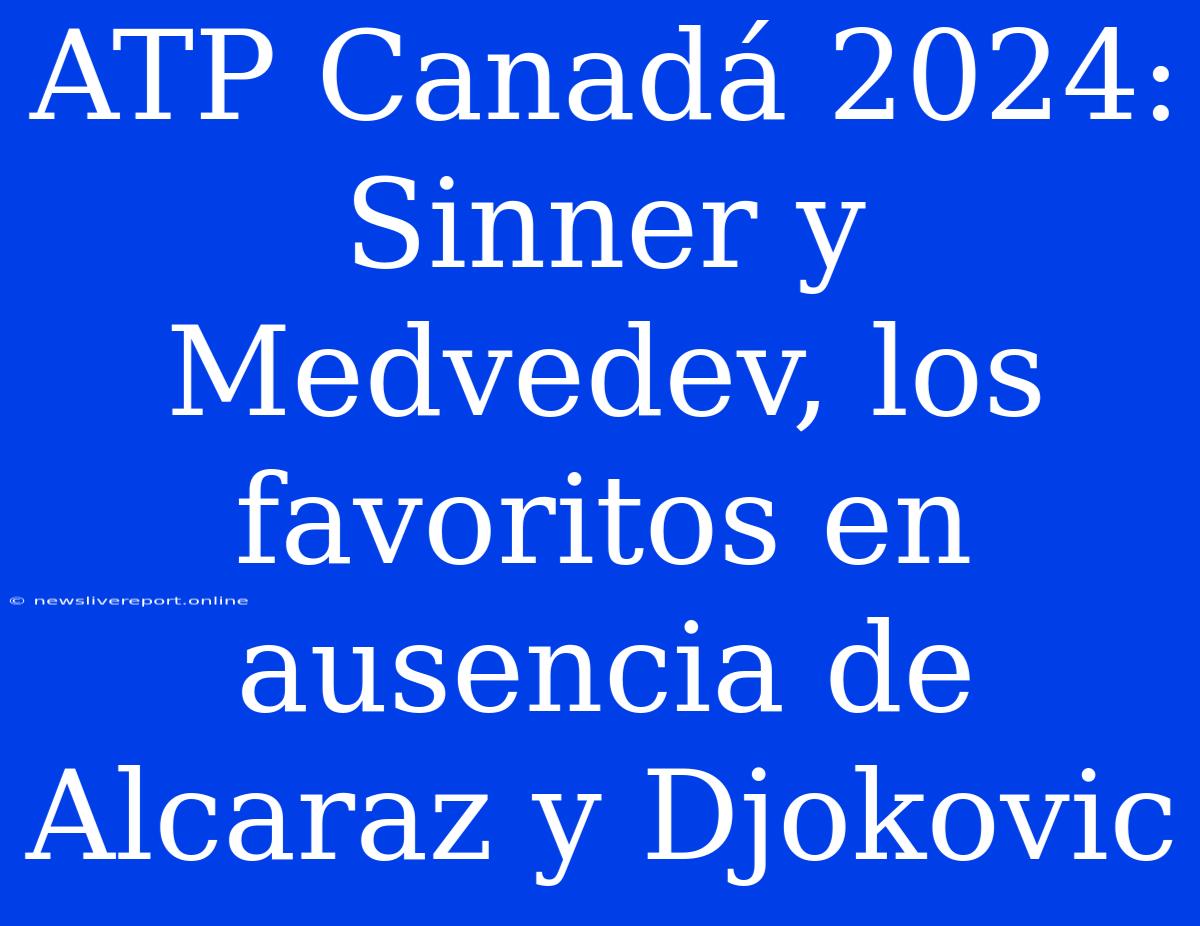 ATP Canadá 2024: Sinner Y Medvedev, Los Favoritos En Ausencia De Alcaraz Y Djokovic