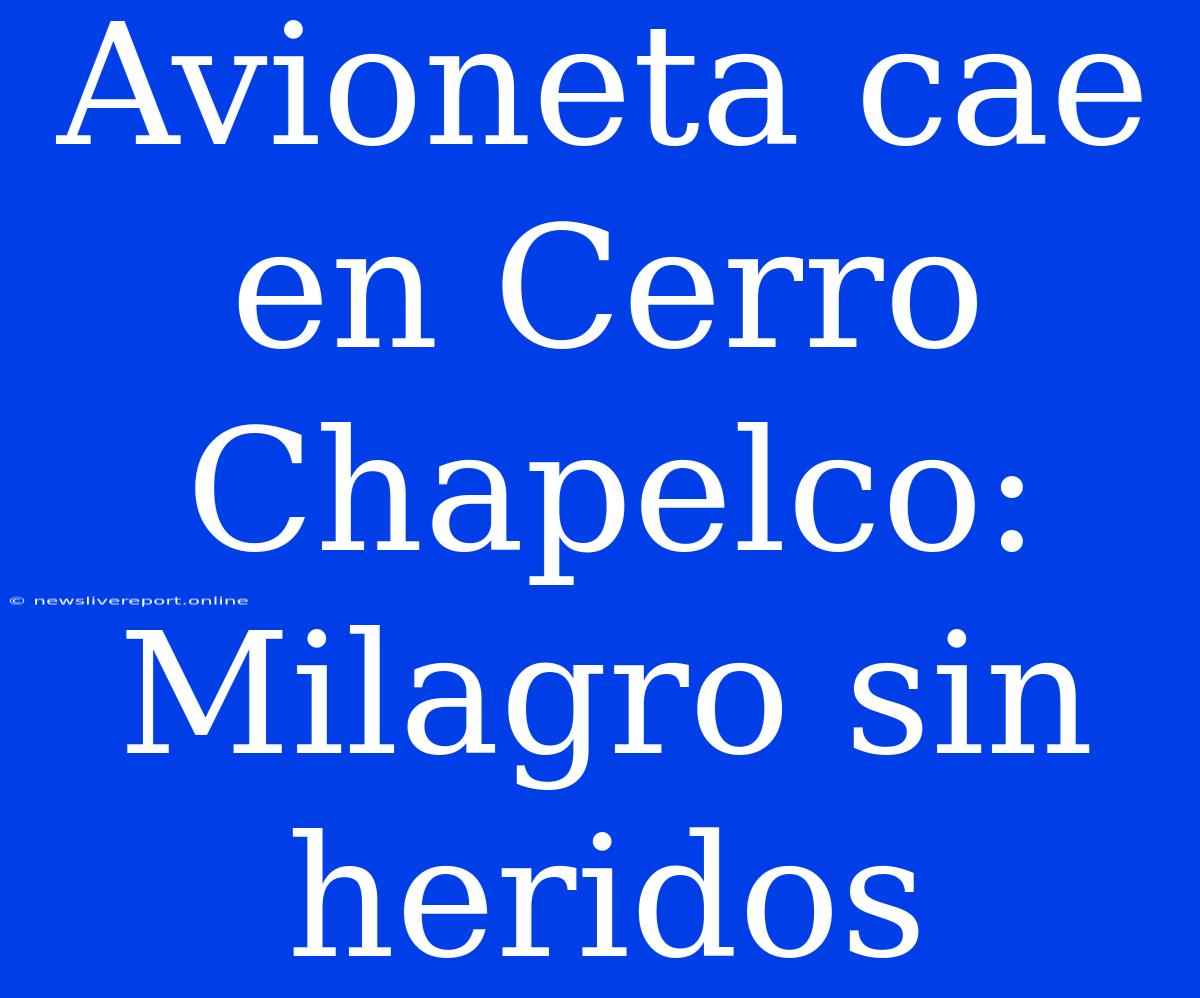 Avioneta Cae En Cerro Chapelco: Milagro Sin Heridos