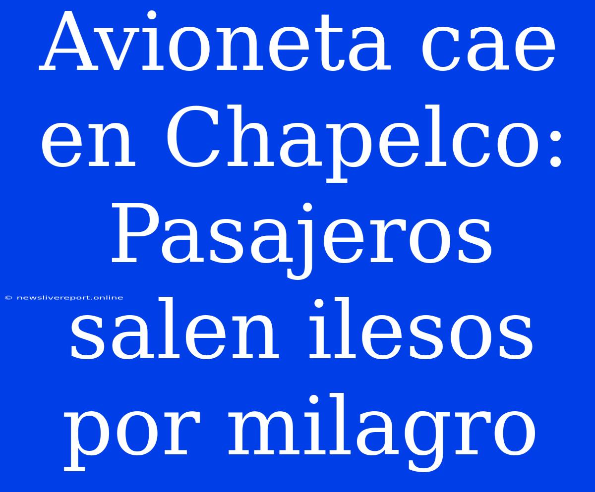 Avioneta Cae En Chapelco: Pasajeros Salen Ilesos Por Milagro