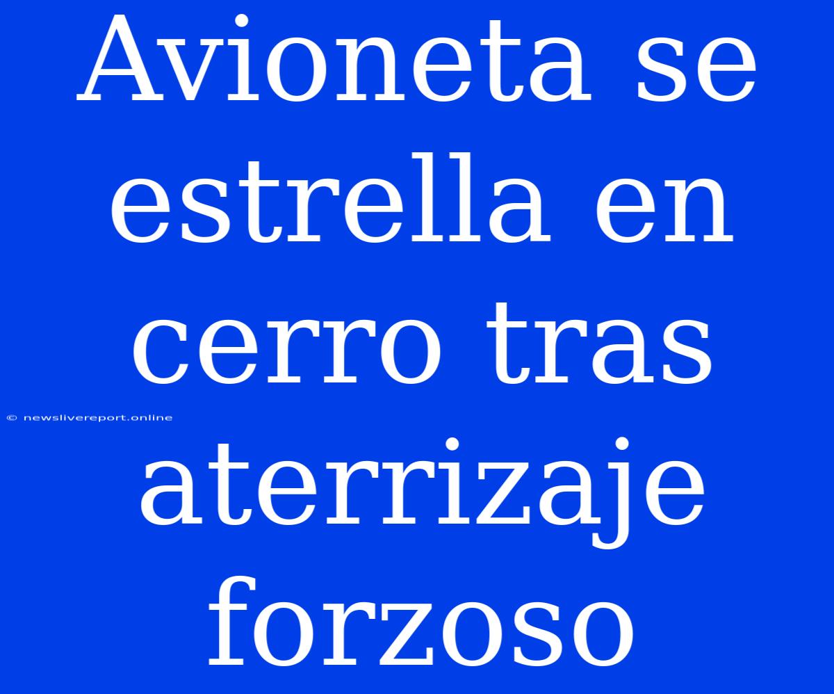 Avioneta Se Estrella En Cerro Tras Aterrizaje Forzoso