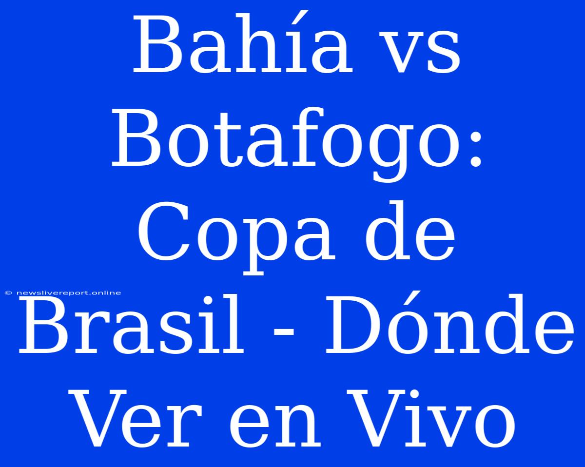 Bahía Vs Botafogo: Copa De Brasil - Dónde Ver En Vivo