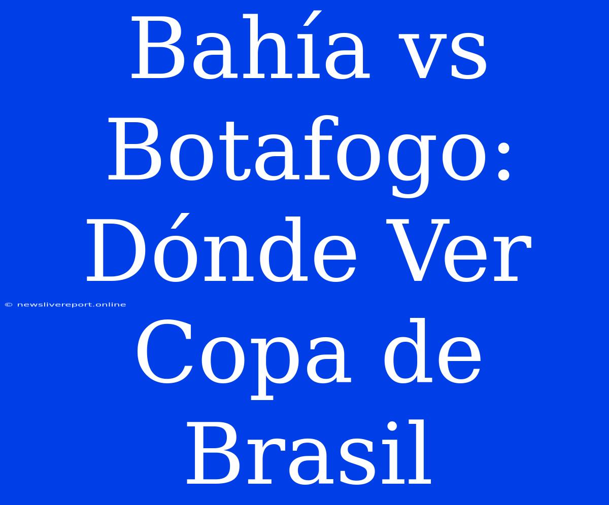 Bahía Vs Botafogo: Dónde Ver Copa De Brasil