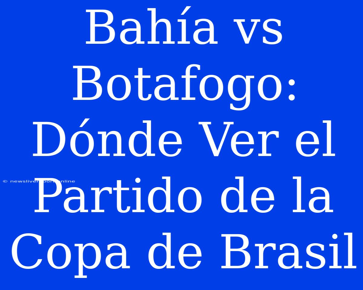 Bahía Vs Botafogo: Dónde Ver El Partido De La Copa De Brasil