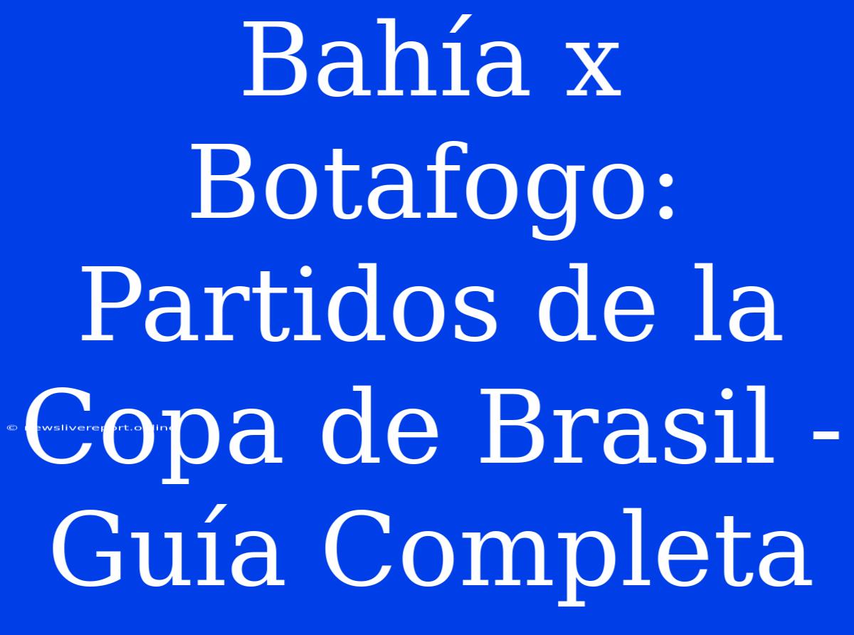 Bahía X Botafogo: Partidos De La Copa De Brasil - Guía Completa