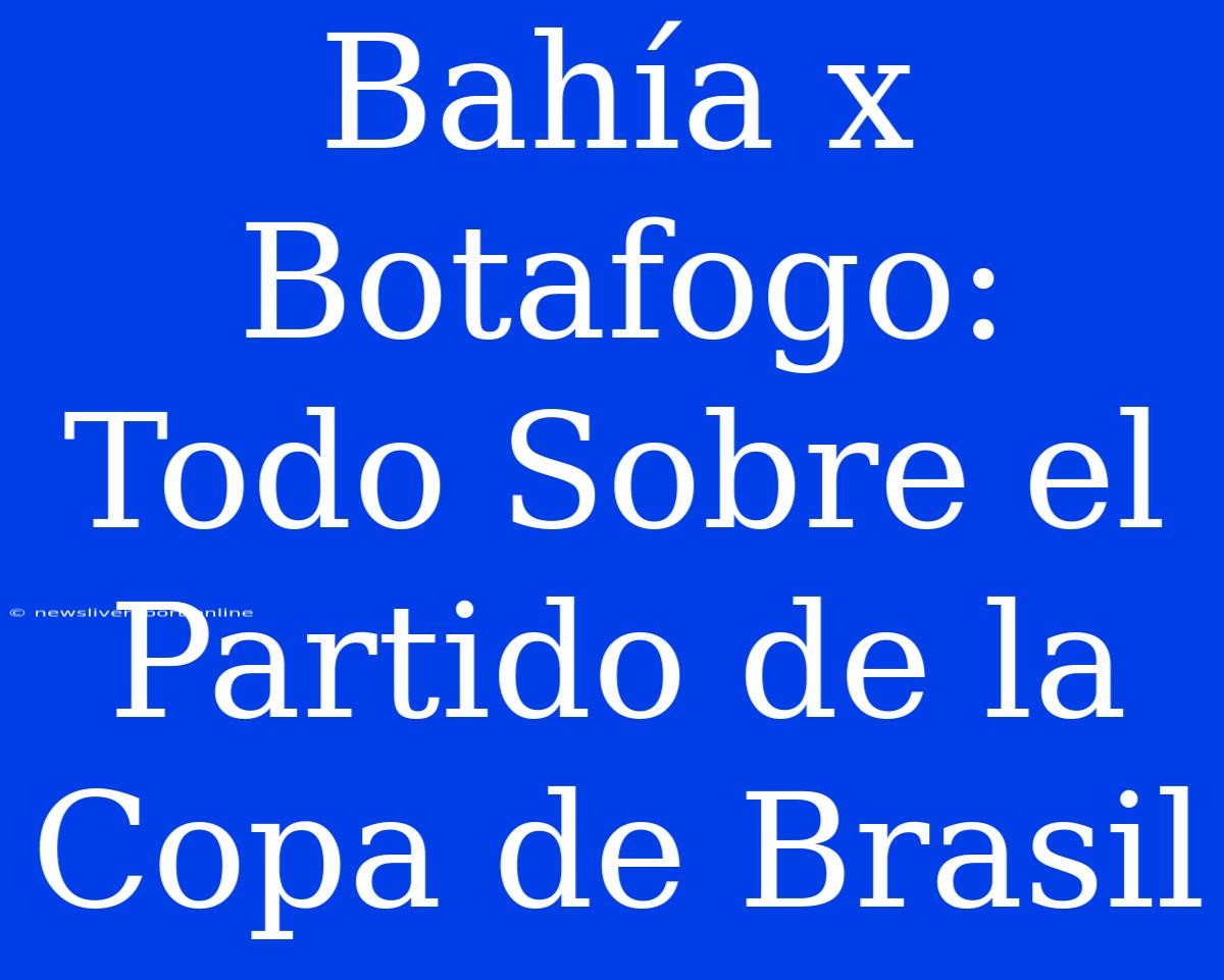 Bahía X Botafogo: Todo Sobre El Partido De La Copa De Brasil