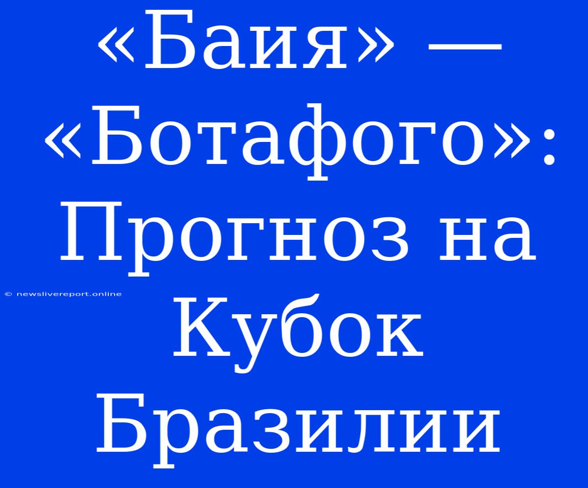 «Баия» — «Ботафого»: Прогноз На Кубок Бразилии