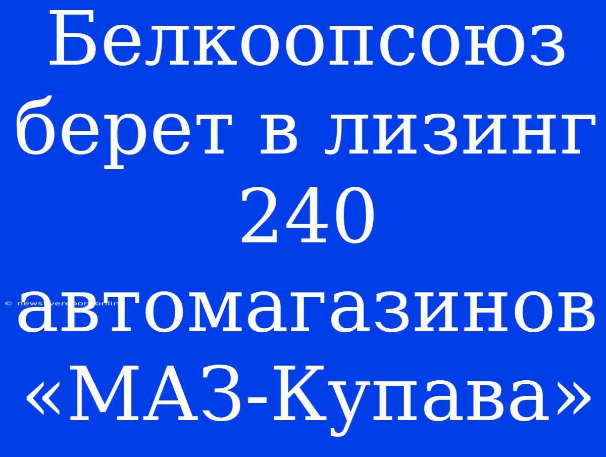 Белкоопсоюз Берет В Лизинг 240 Автомагазинов «МАЗ-Купава»