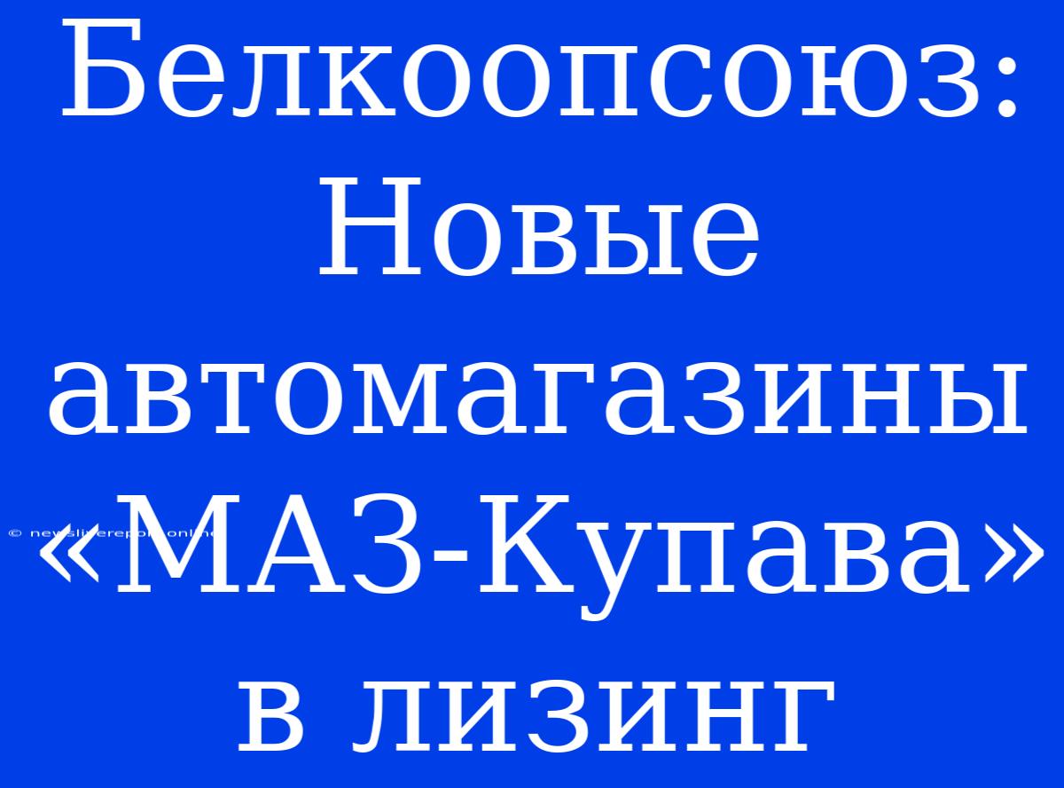 Белкоопсоюз: Новые Автомагазины «МАЗ-Купава» В Лизинг