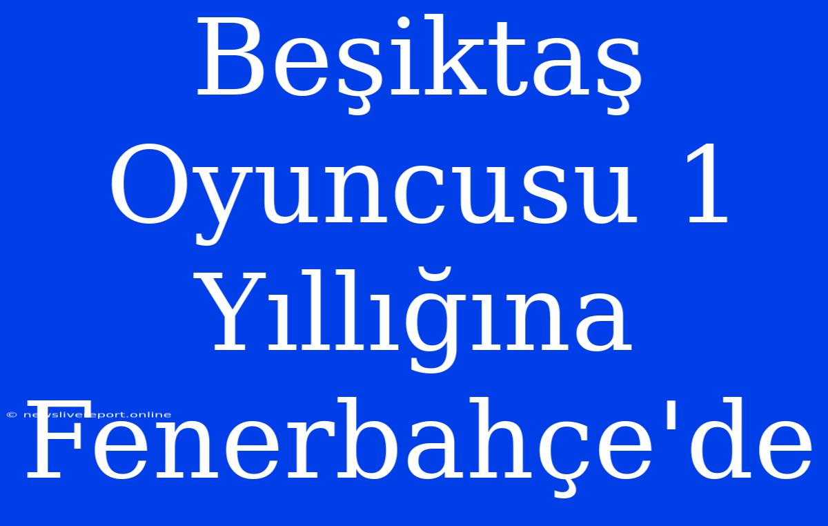 Beşiktaş Oyuncusu 1 Yıllığına Fenerbahçe'de