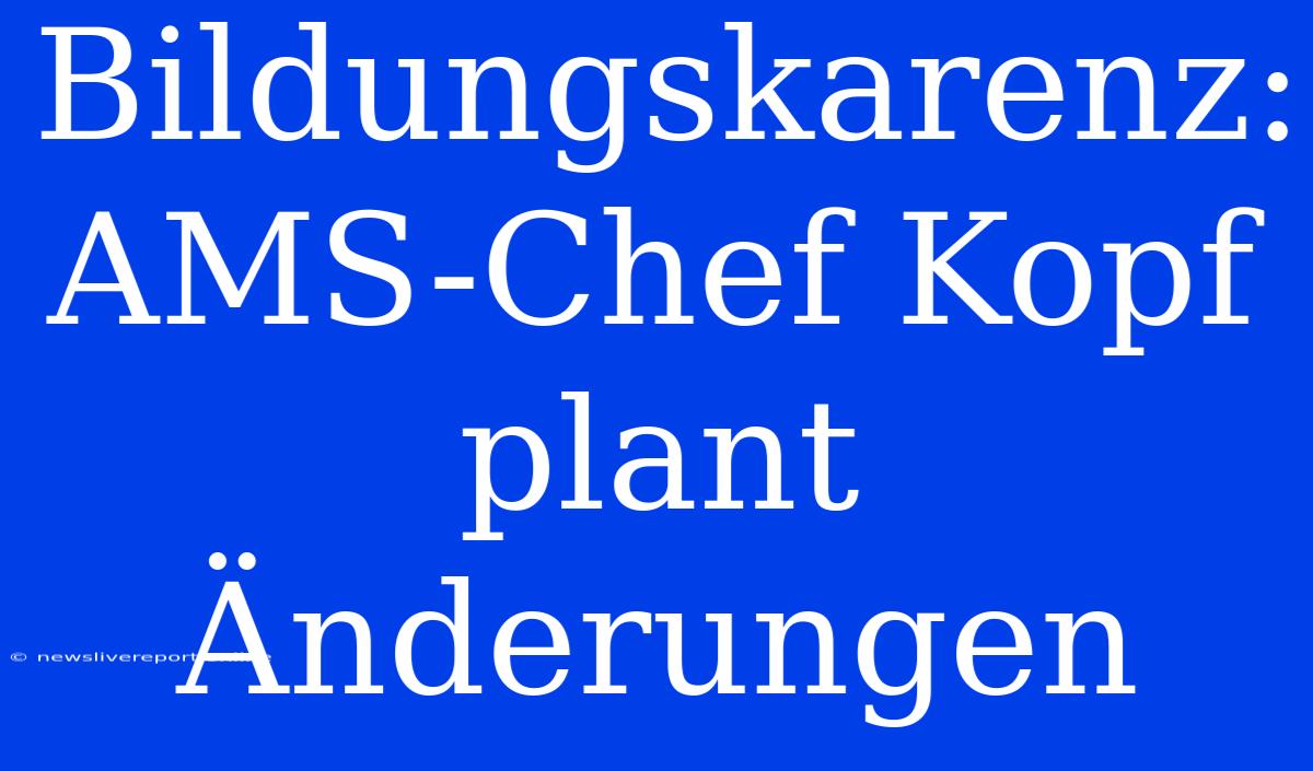 Bildungskarenz: AMS-Chef Kopf Plant Änderungen