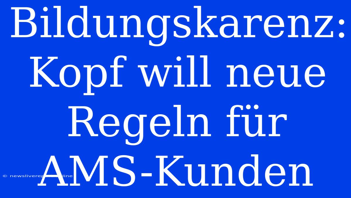 Bildungskarenz: Kopf Will Neue Regeln Für AMS-Kunden