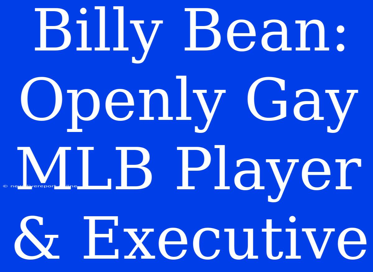 Billy Bean: Openly Gay MLB Player & Executive