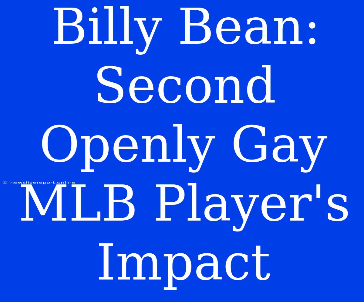 Billy Bean: Second Openly Gay MLB Player's Impact