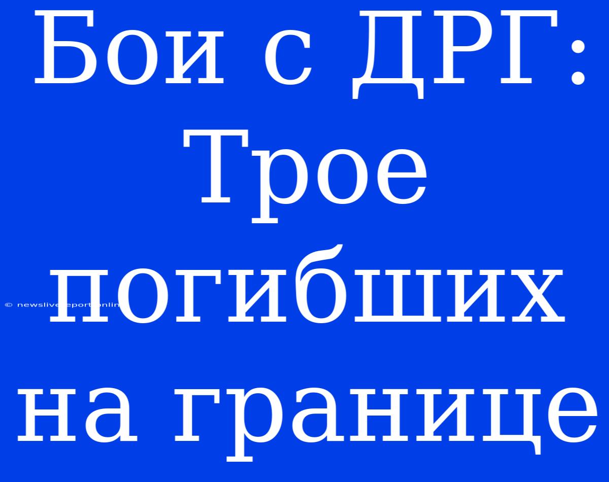 Бои С ДРГ: Трое Погибших На Границе