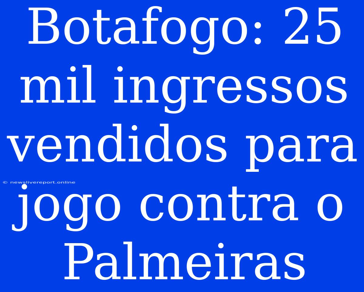 Botafogo: 25 Mil Ingressos Vendidos Para Jogo Contra O Palmeiras