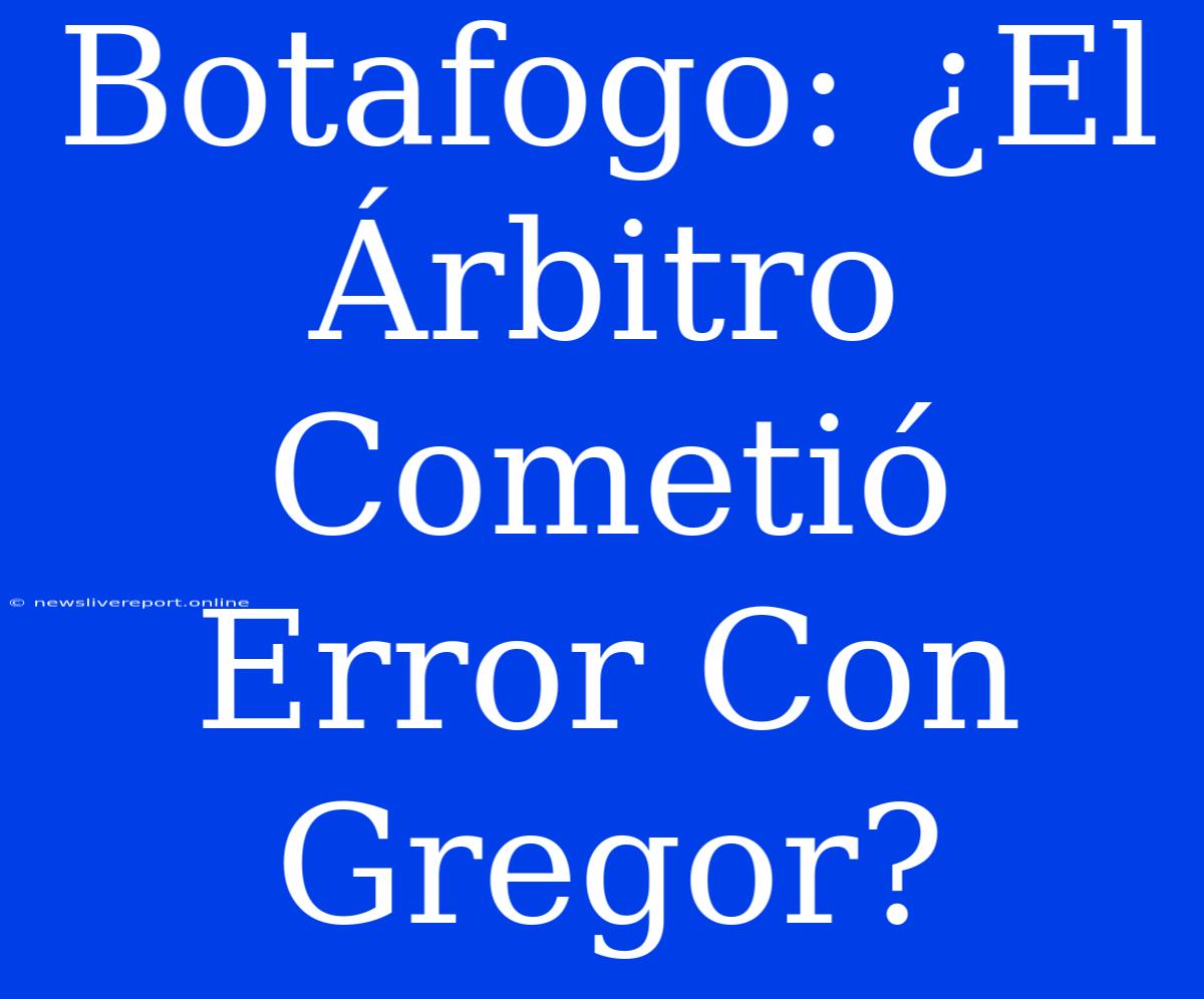 Botafogo: ¿El Árbitro Cometió Error Con Gregor?