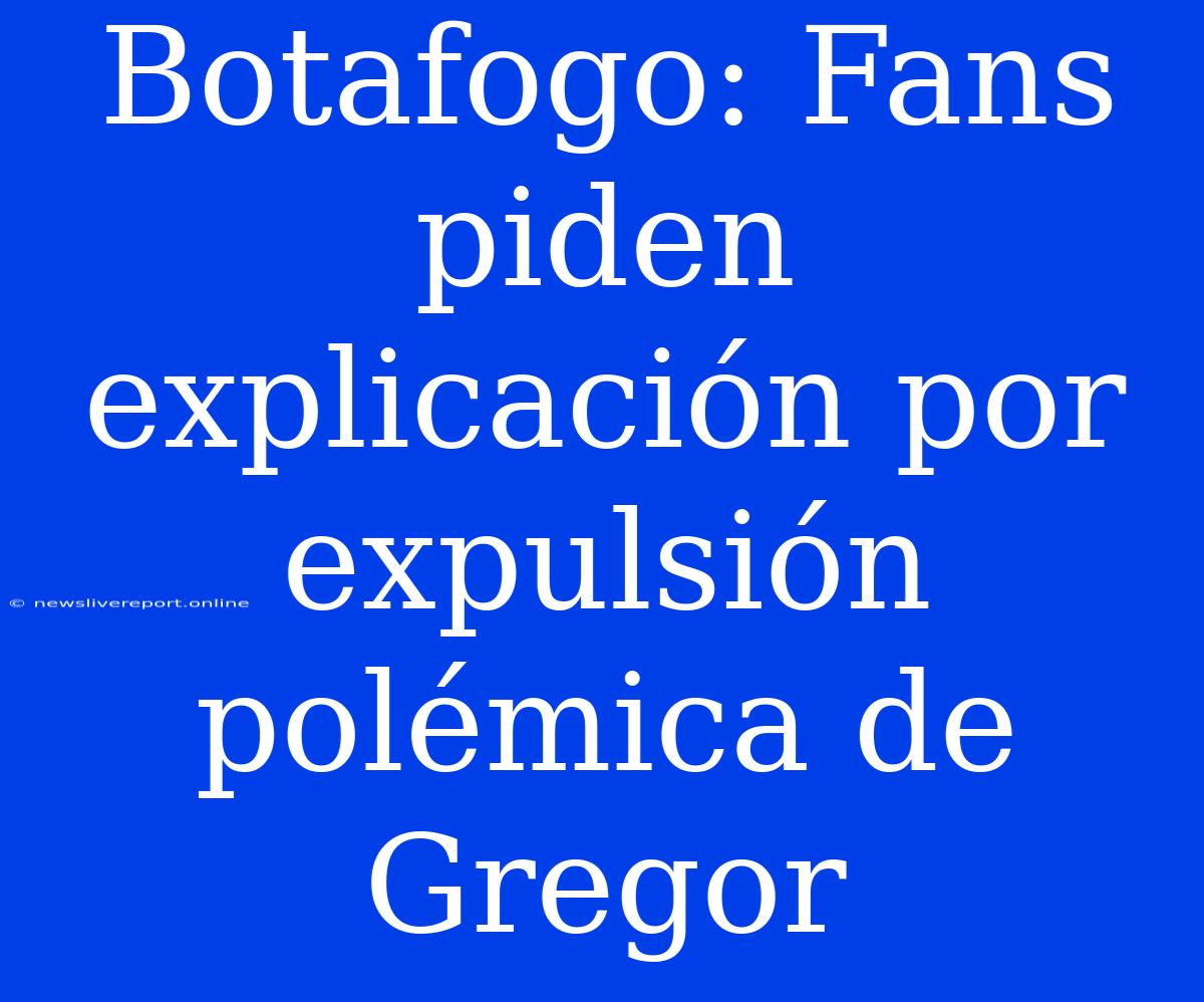 Botafogo: Fans Piden Explicación Por Expulsión Polémica De Gregor