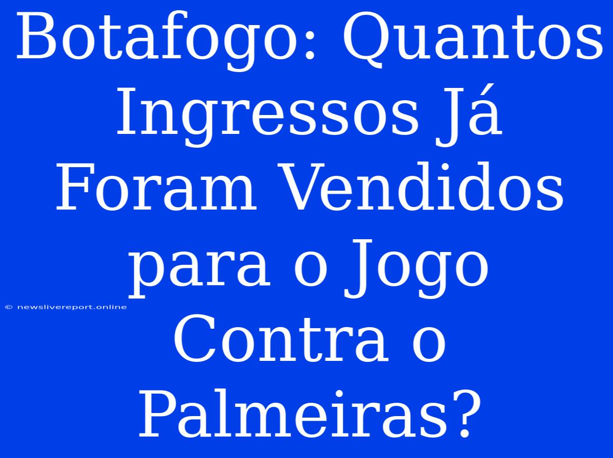 Botafogo: Quantos Ingressos Já Foram Vendidos Para O Jogo Contra O Palmeiras?