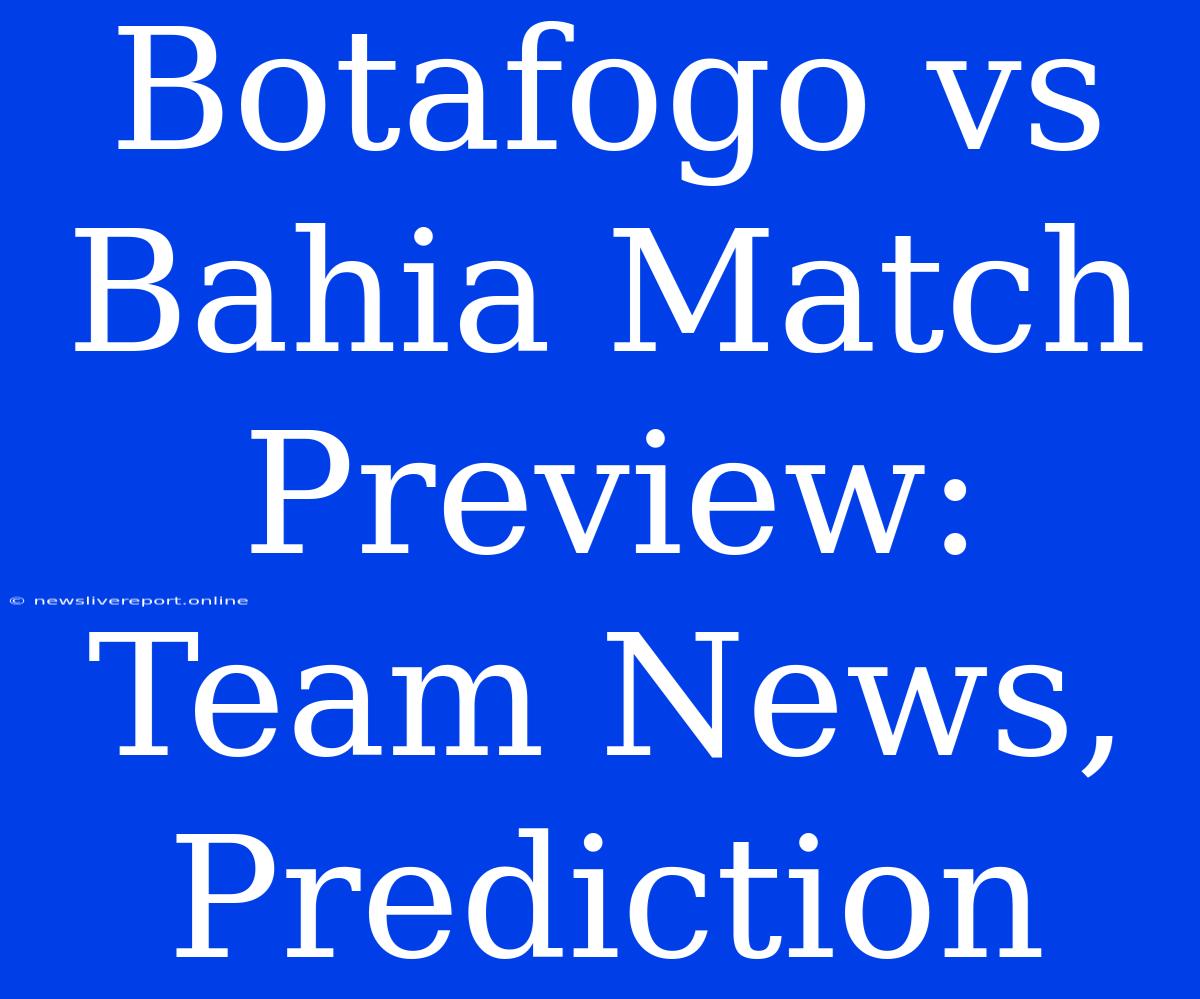 Botafogo Vs Bahia Match Preview:  Team News, Prediction