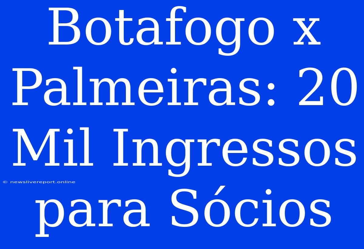 Botafogo X Palmeiras: 20 Mil Ingressos Para Sócios