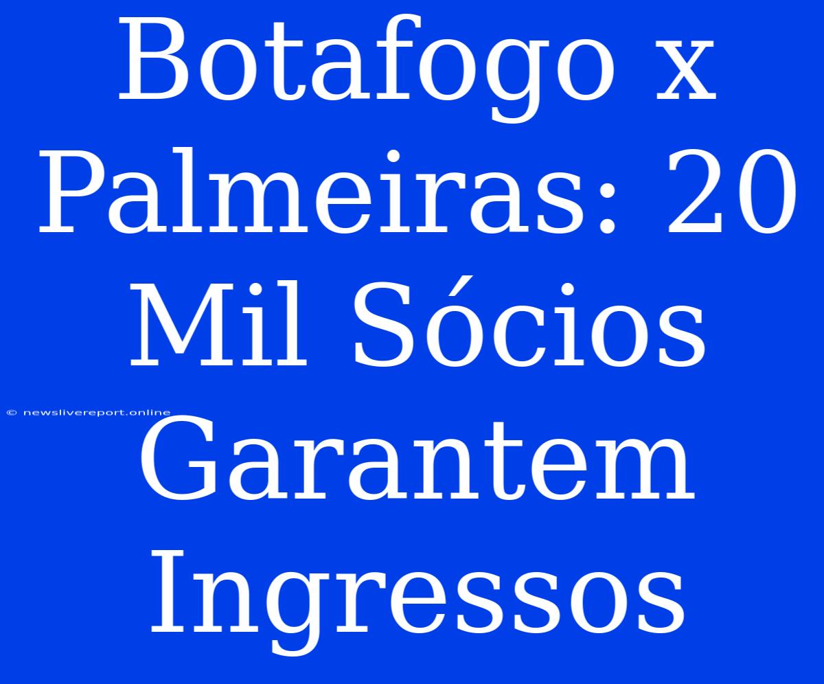 Botafogo X Palmeiras: 20 Mil Sócios Garantem Ingressos