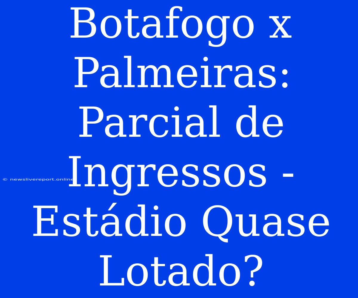 Botafogo X Palmeiras: Parcial De Ingressos - Estádio Quase Lotado?