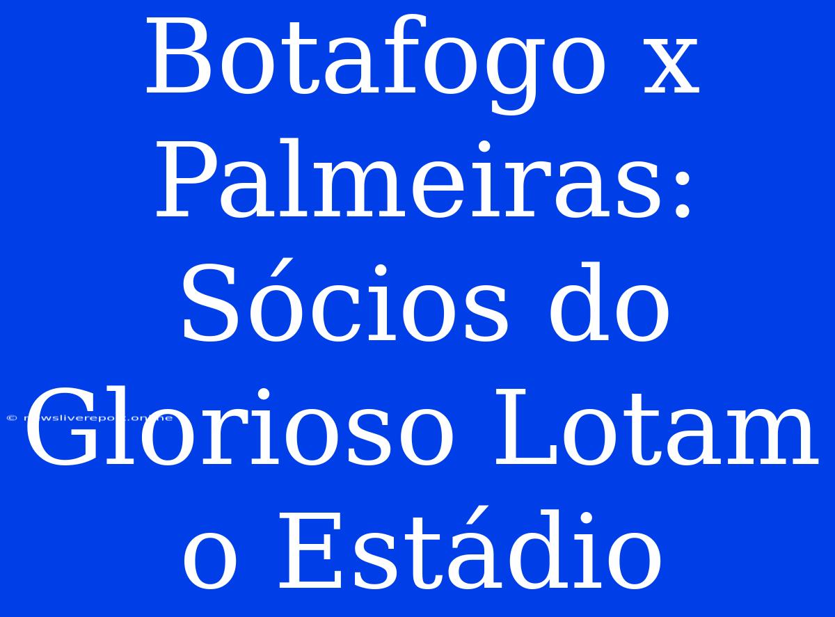 Botafogo X Palmeiras: Sócios Do Glorioso Lotam O Estádio