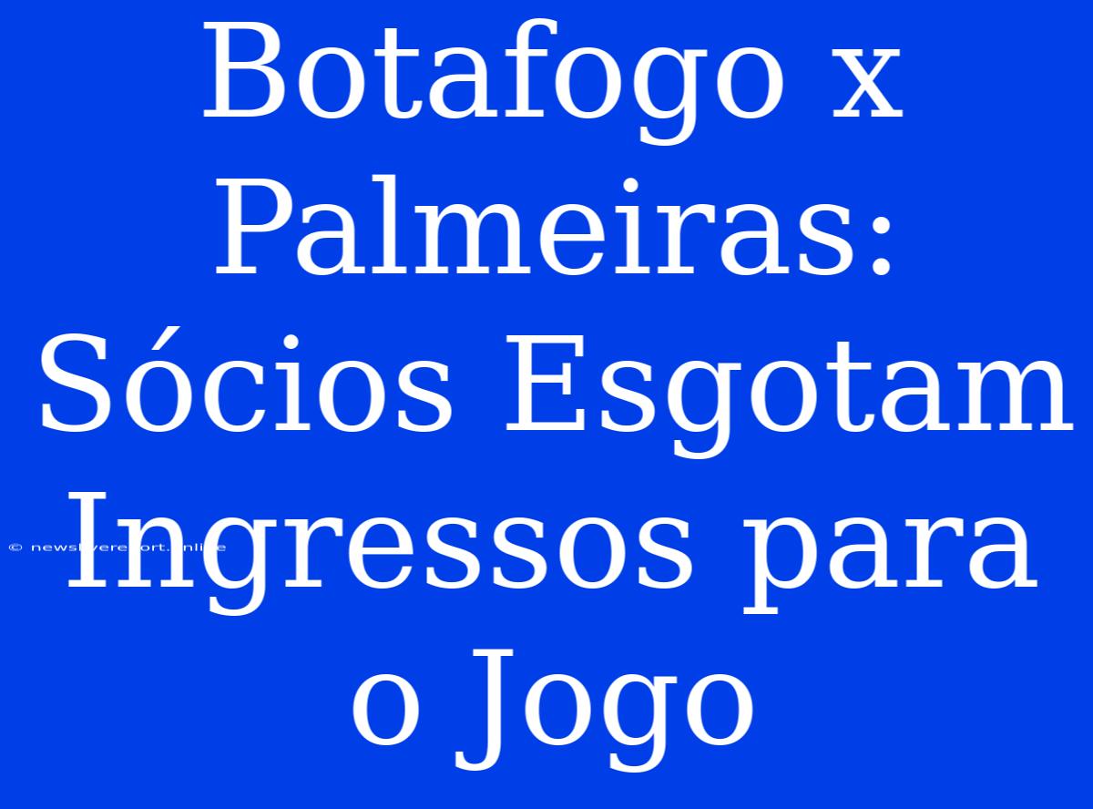 Botafogo X Palmeiras: Sócios Esgotam Ingressos Para O Jogo