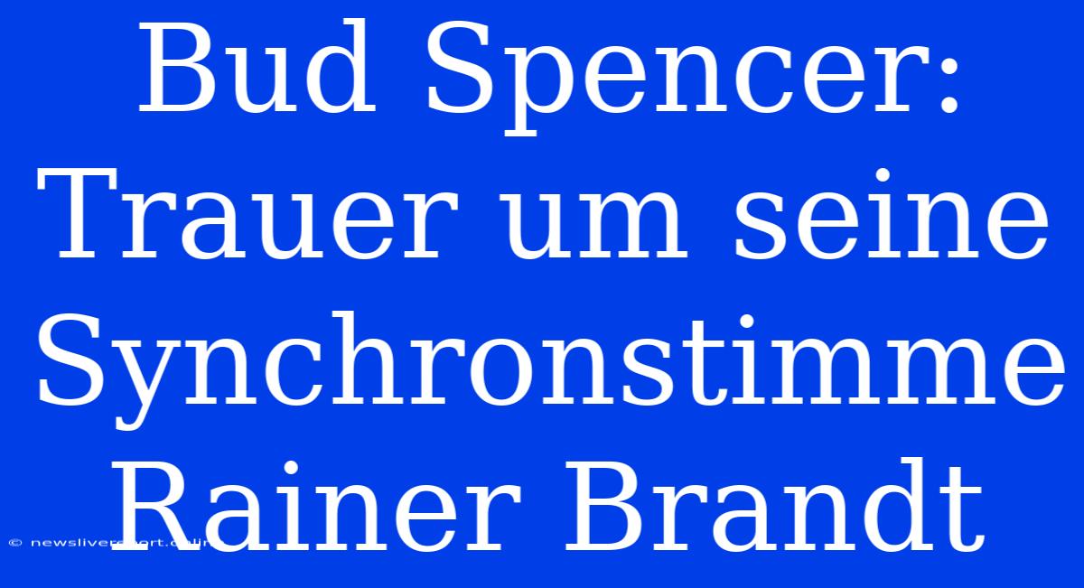 Bud Spencer: Trauer Um Seine Synchronstimme Rainer Brandt