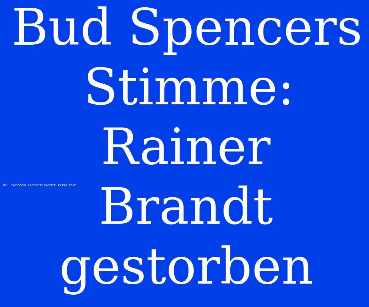 Bud Spencers Stimme: Rainer Brandt Gestorben